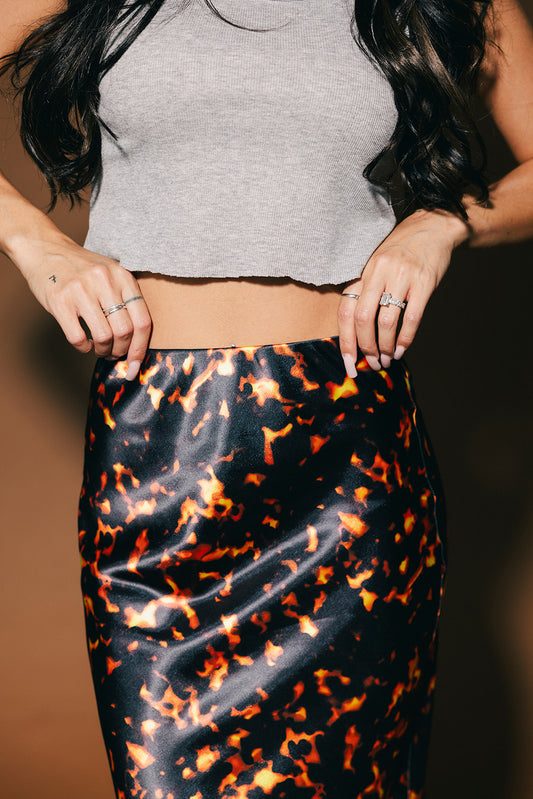 Supernova Bias Satin Skirt in Tortoiseshell