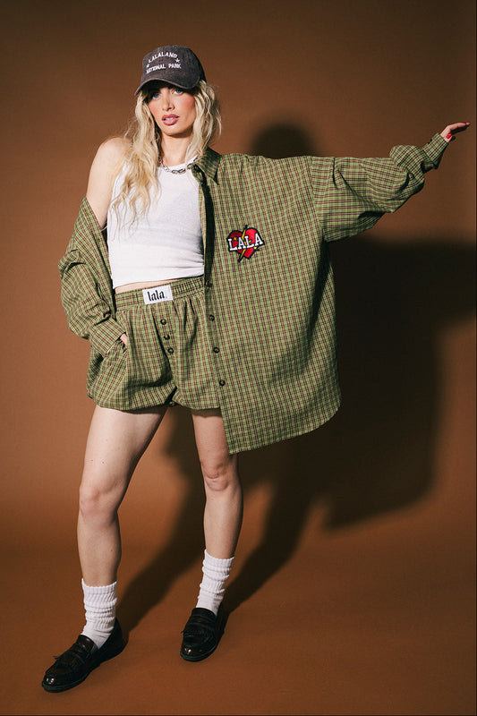 Soul Searching Ultra Oversized Button Up in Olive Green