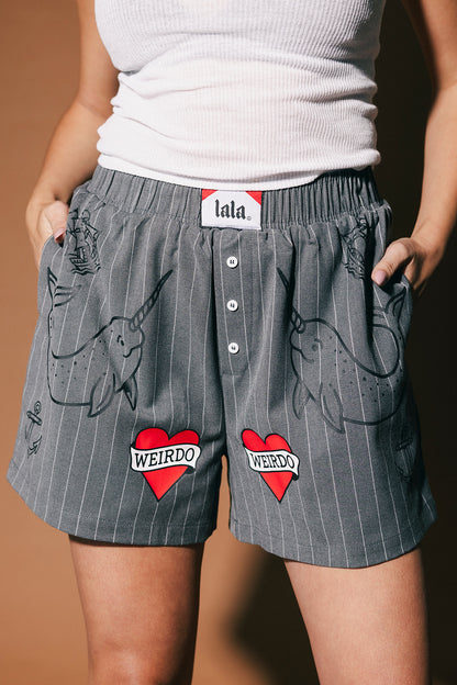 Lala Tattoo Shop Pinstripe Boxer Shorts