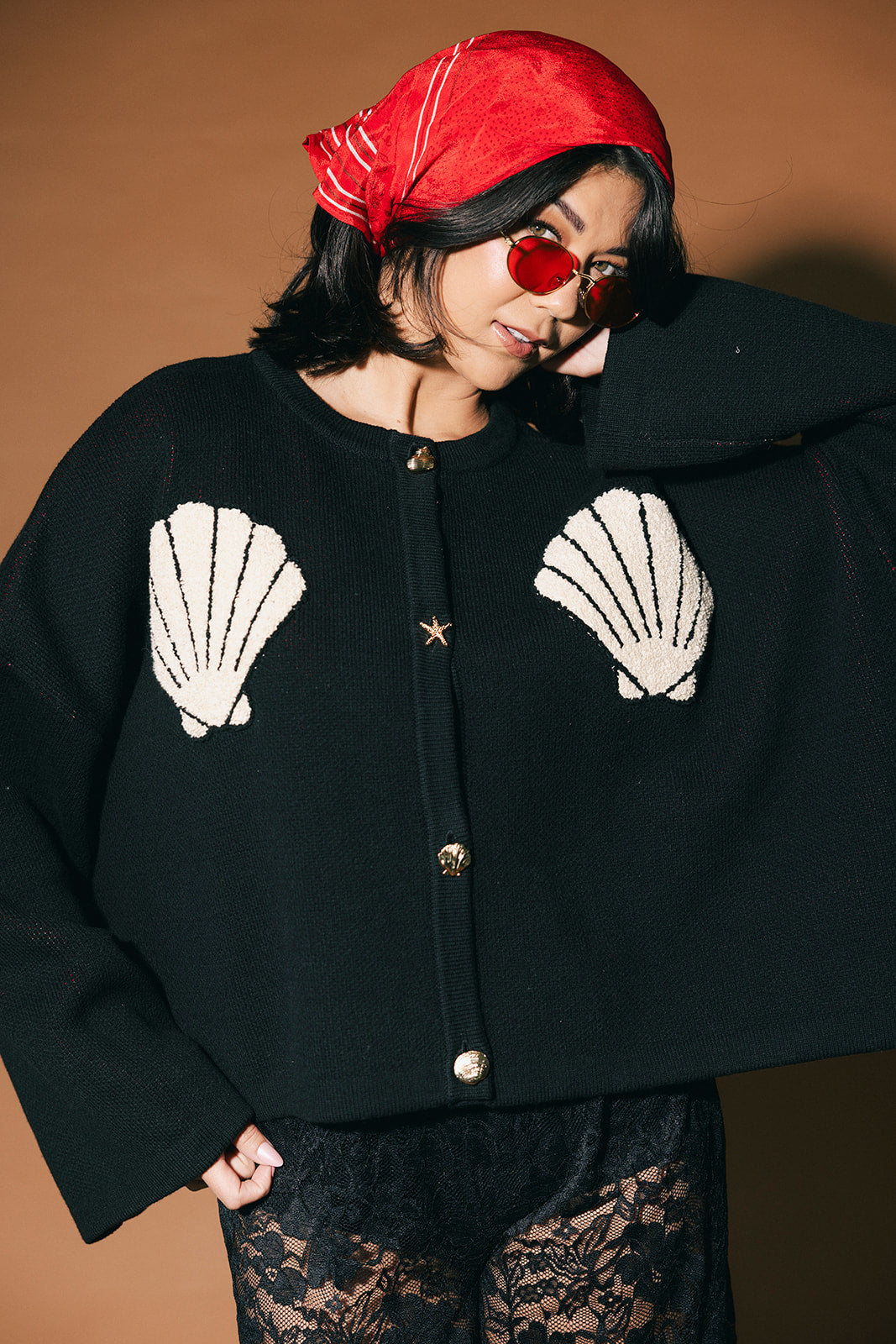 Sea You Later Boxy Button Up Seashell Cardigan