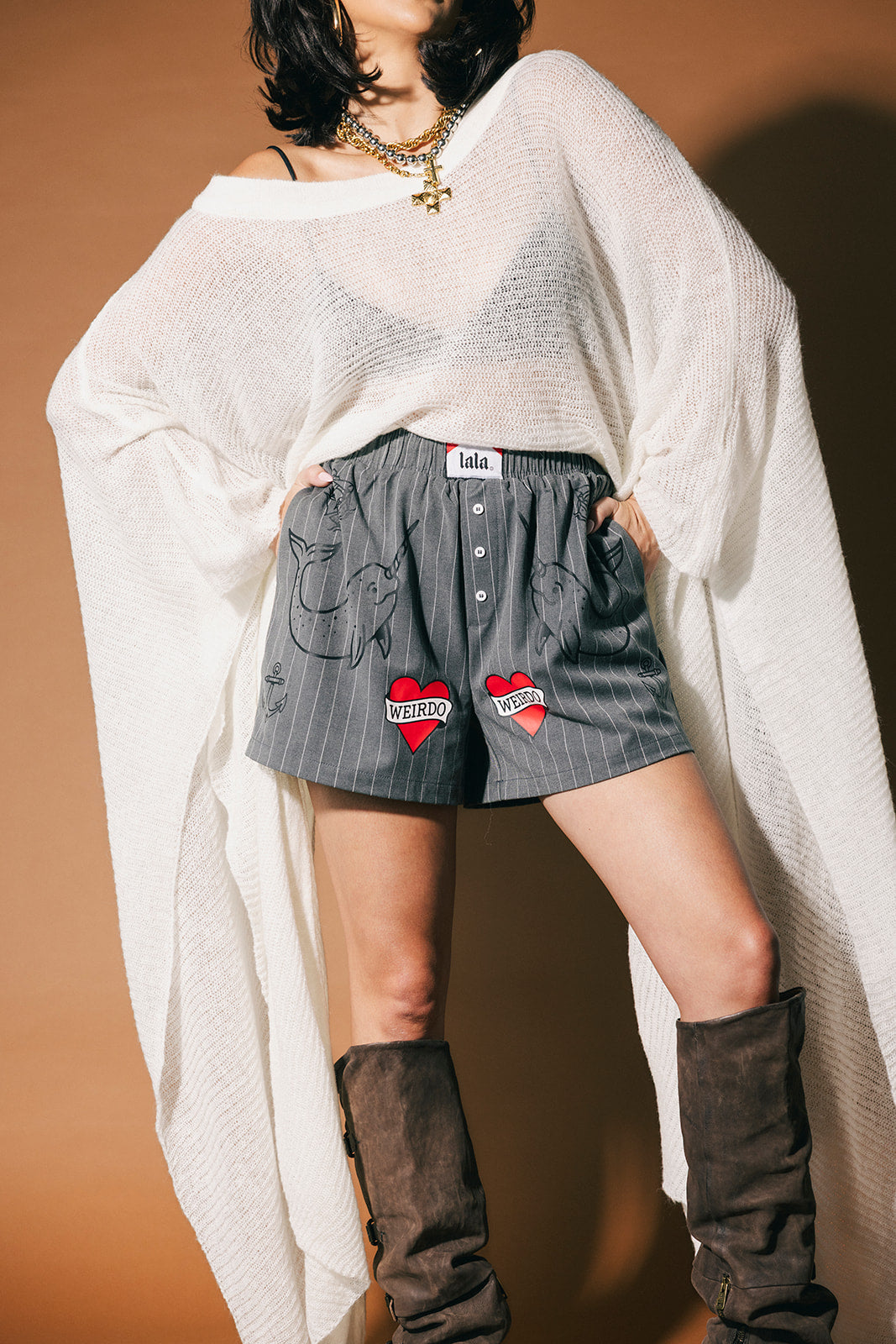 Lala Tattoo Shop Pinstripe Boxer Shorts