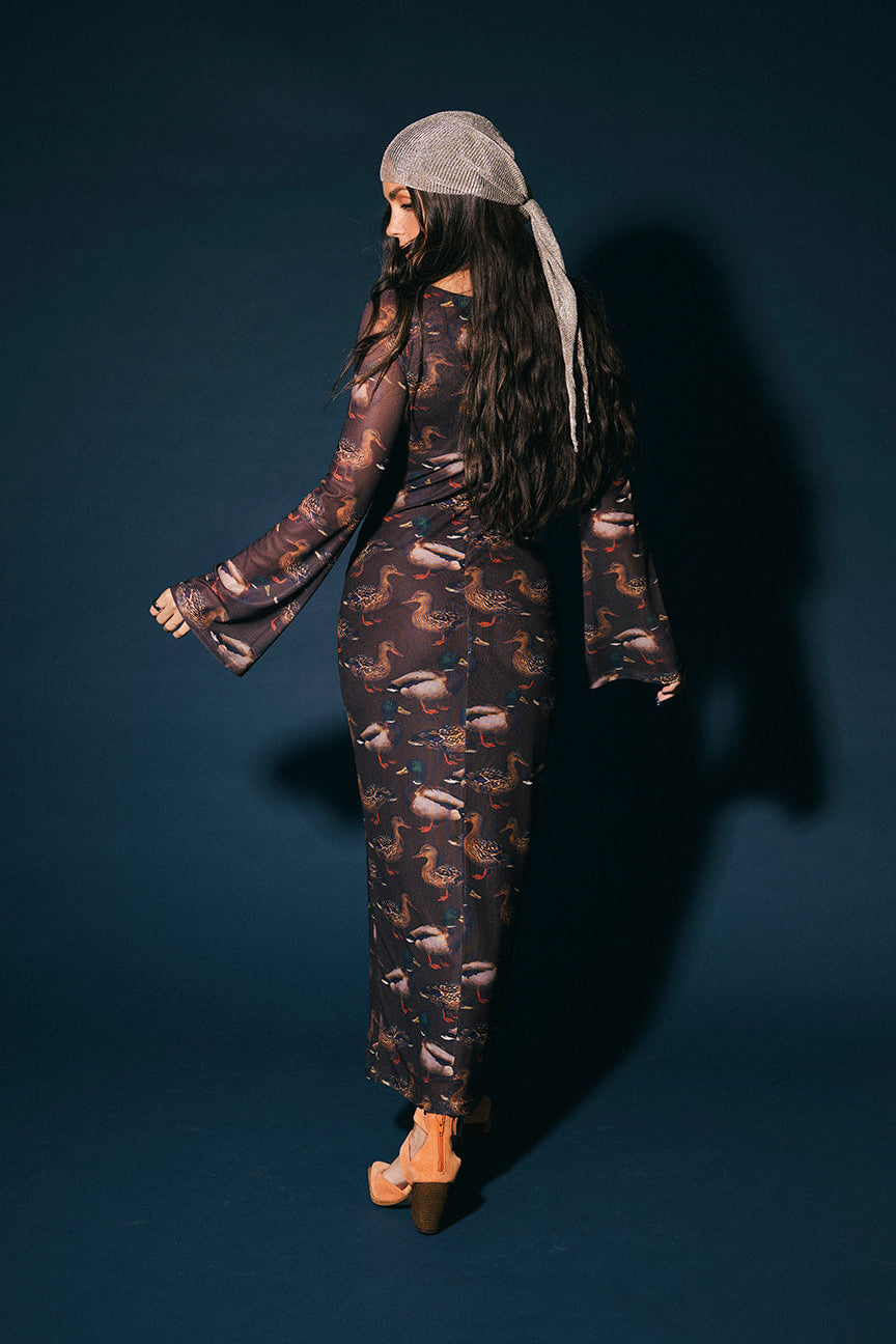 We're All Mad Here Mesh Dress in Lucky Duck