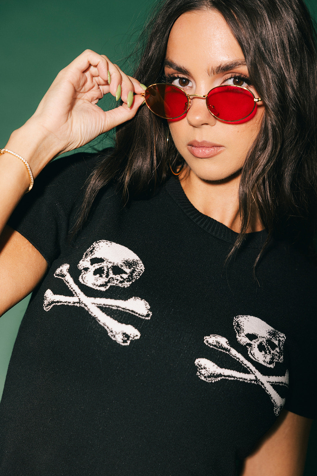Double Trouble Skull Knit Baby Tee