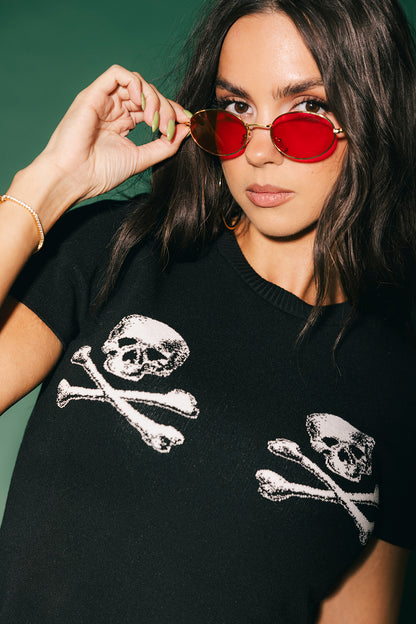 Double Trouble Skull Knit Baby Tee