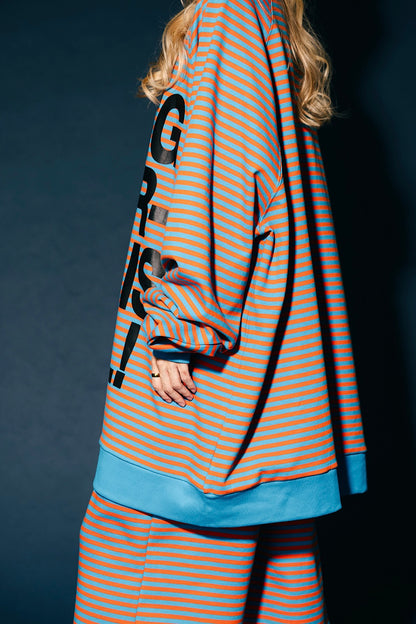 Being Yourself Is Cool Ultra Mega Striped Oversized Pullover in Blue + Orange