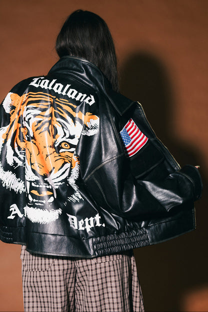 Lalaland Art Department Vegan Leather Bomber Jacket
