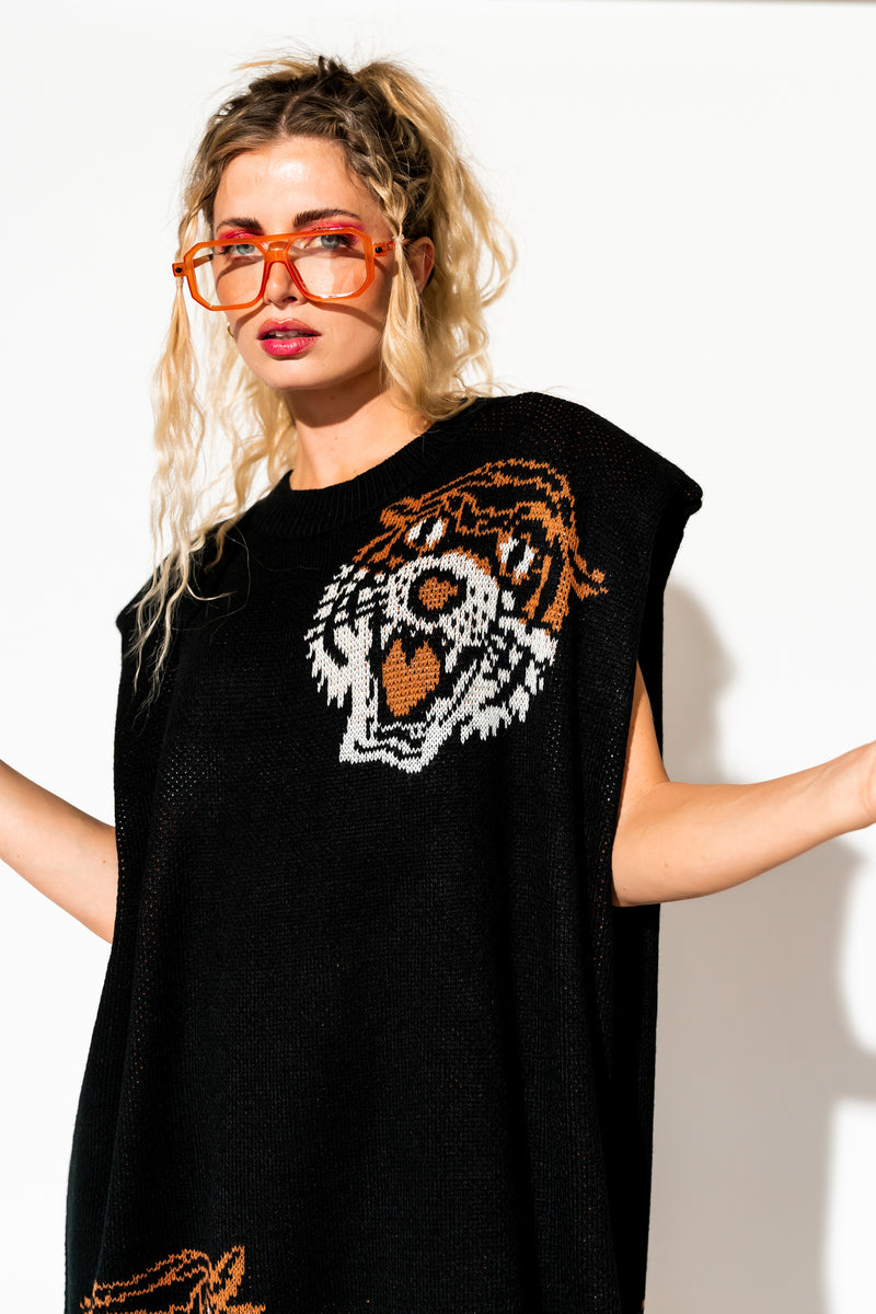 LALA ORIGINAL: Big Reputation Oversized Knit Maxi Dress in Tigress ...