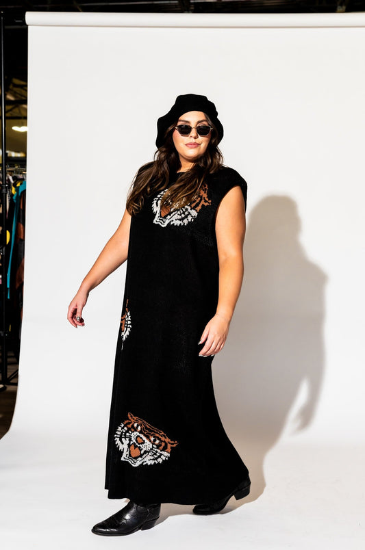 Big Reputation Oversized Knit Maxi Dress in Tigress *RESTOCKED*