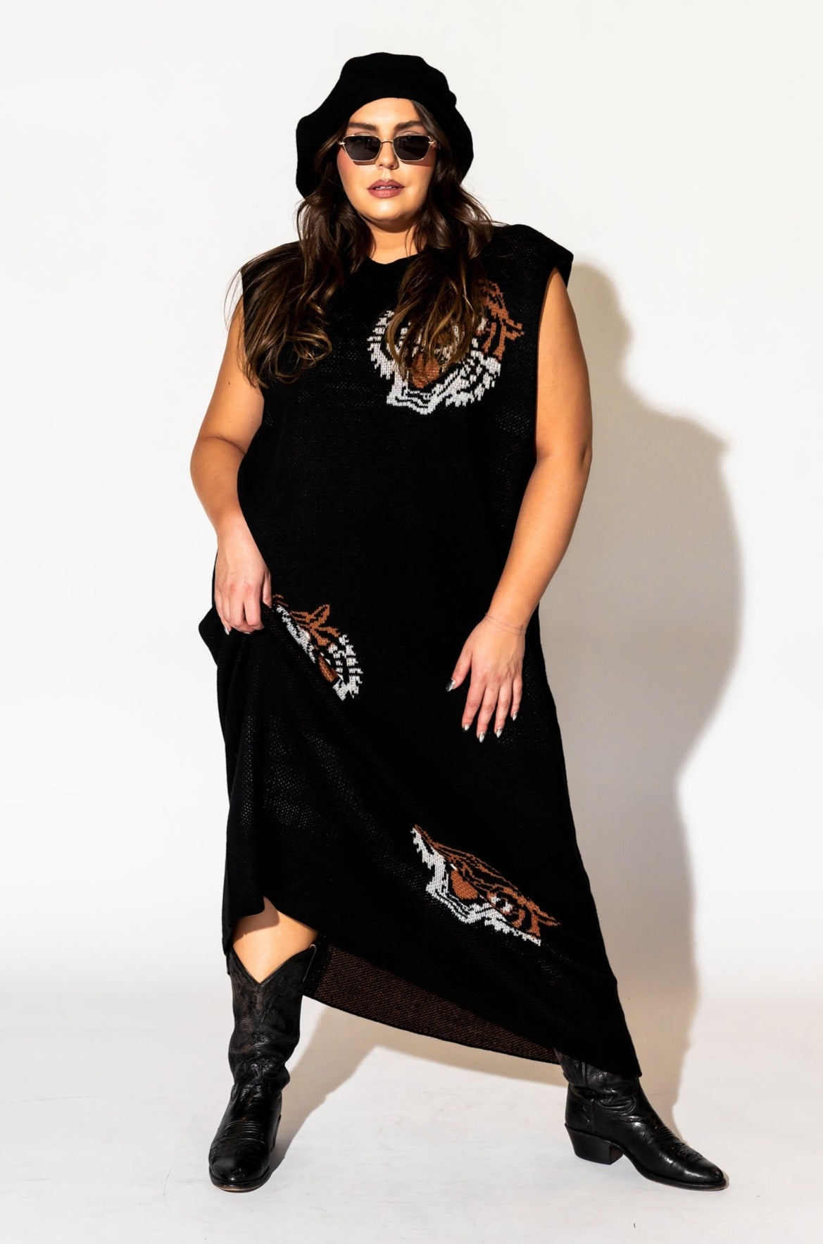 Big Reputation Oversized Knit Maxi Dress in Tigress S/M