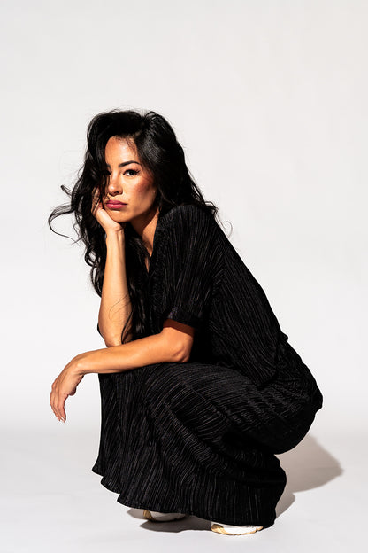 Ćest la Vie Plissé Skirt Set in Black