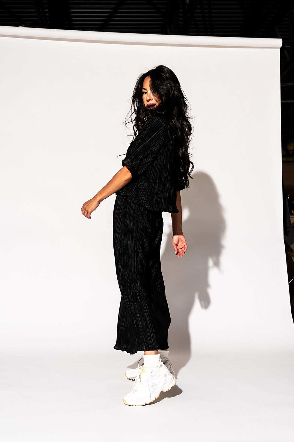 Ćest la Vie Plissé Skirt Set in Black Dressed in Lala