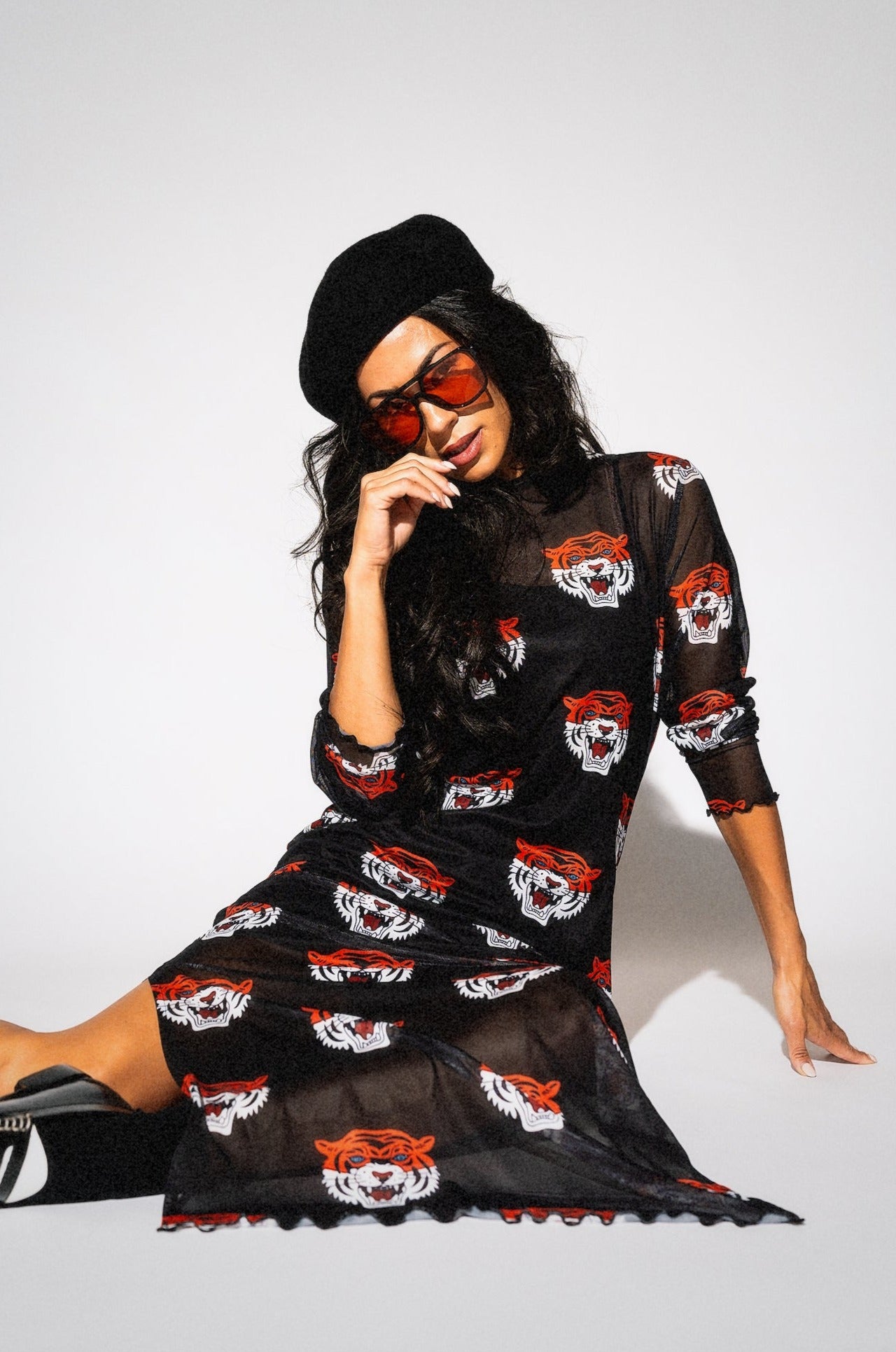 Mad About You Long Sleeve Mesh Dress in Tigress Dressed in Lala