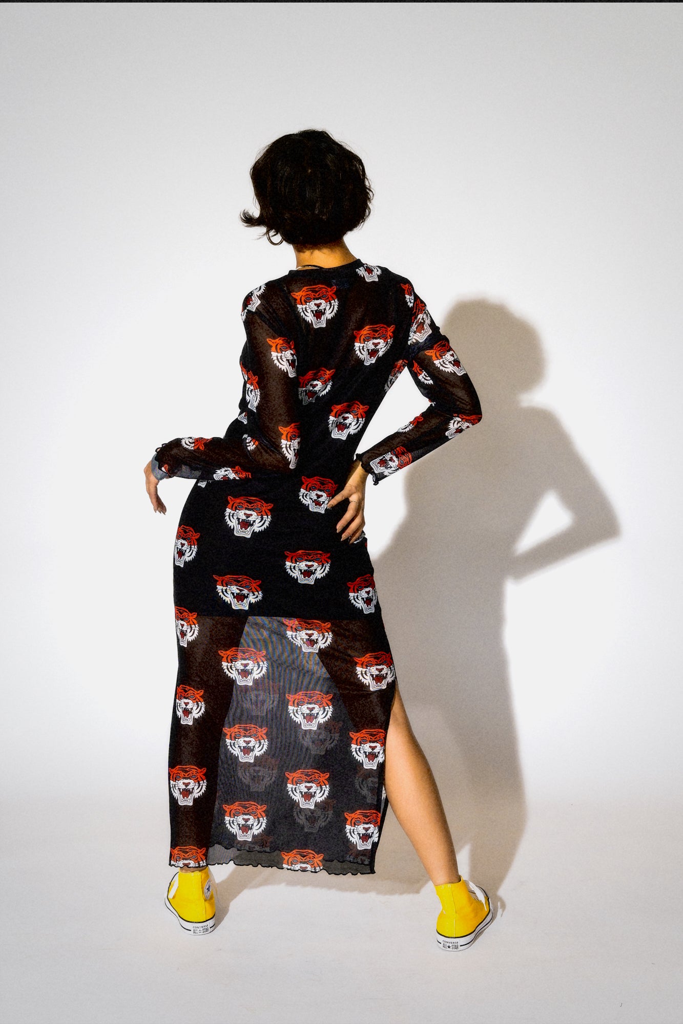 Mad About You Long Sleeve Mesh Dress in Tigress Dressed in Lala