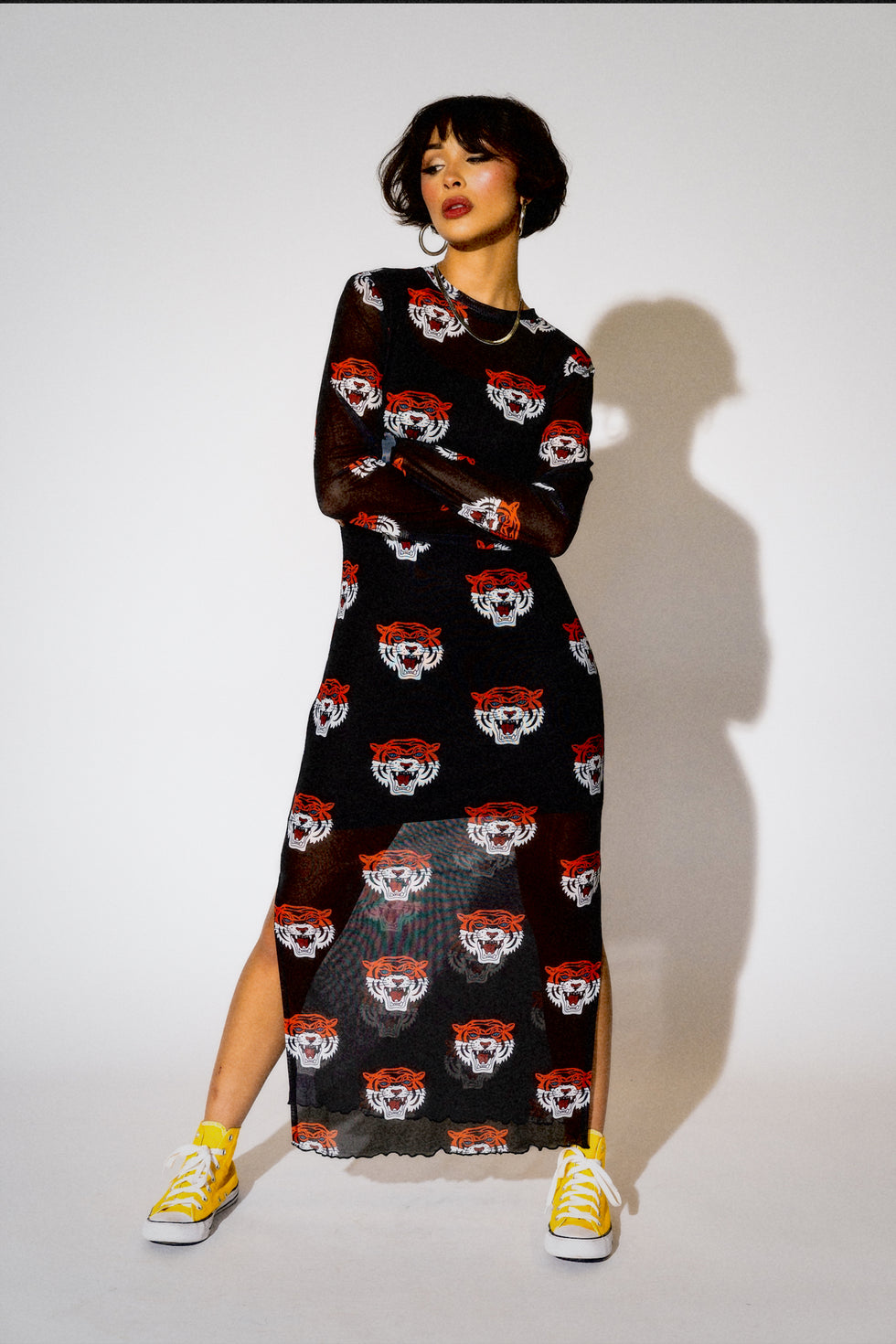 Mad About You Long Sleeve Mesh Dress in Tigress Dressed in Lala