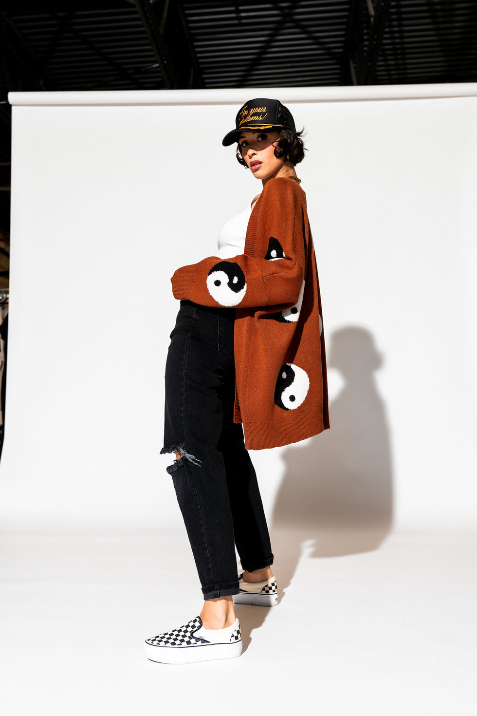Main Character Energy Oversized Yin Yang Cardigan in Cinnamon *RESTOCK