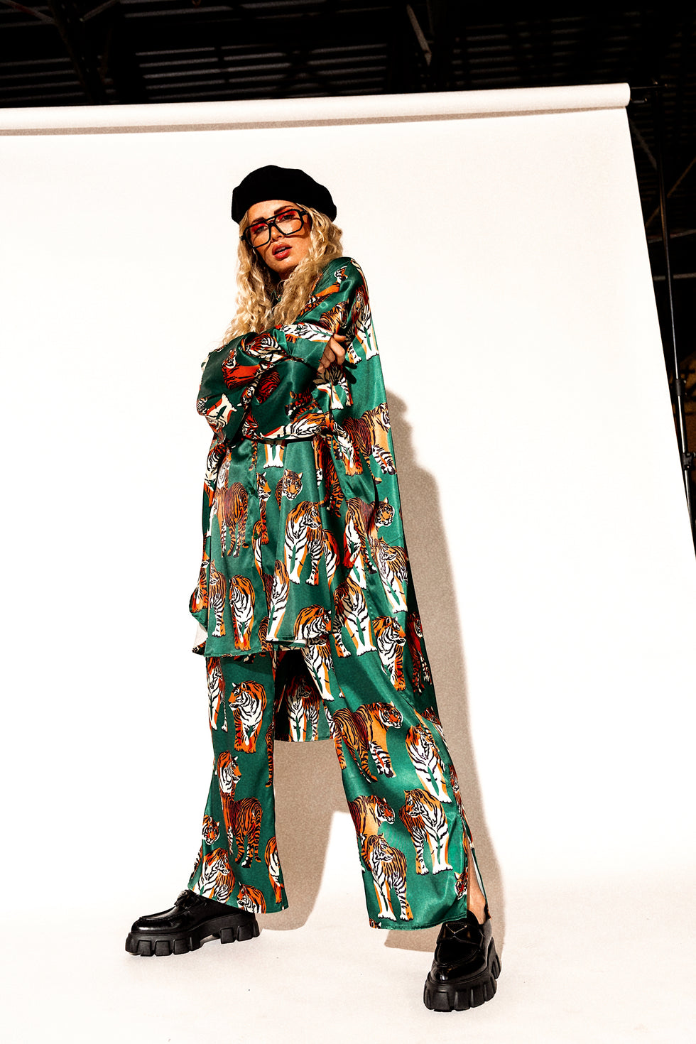 Posh Satin Playsuit in Tiger Tales Dressed in Lala