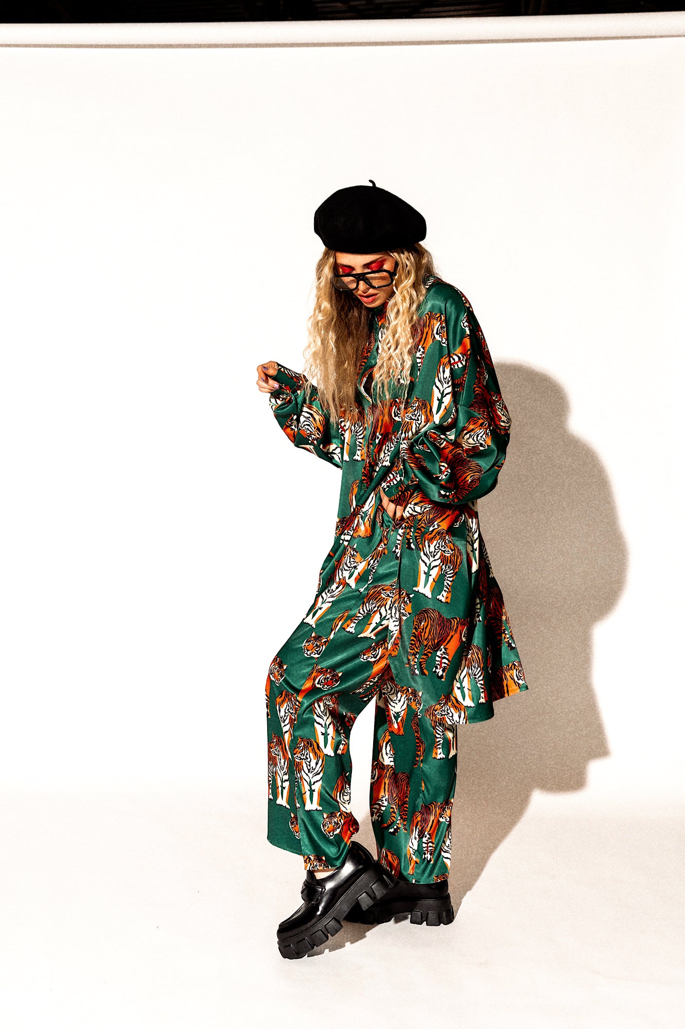 Posh Satin Playsuit in Tiger Tales Dressed in Lala