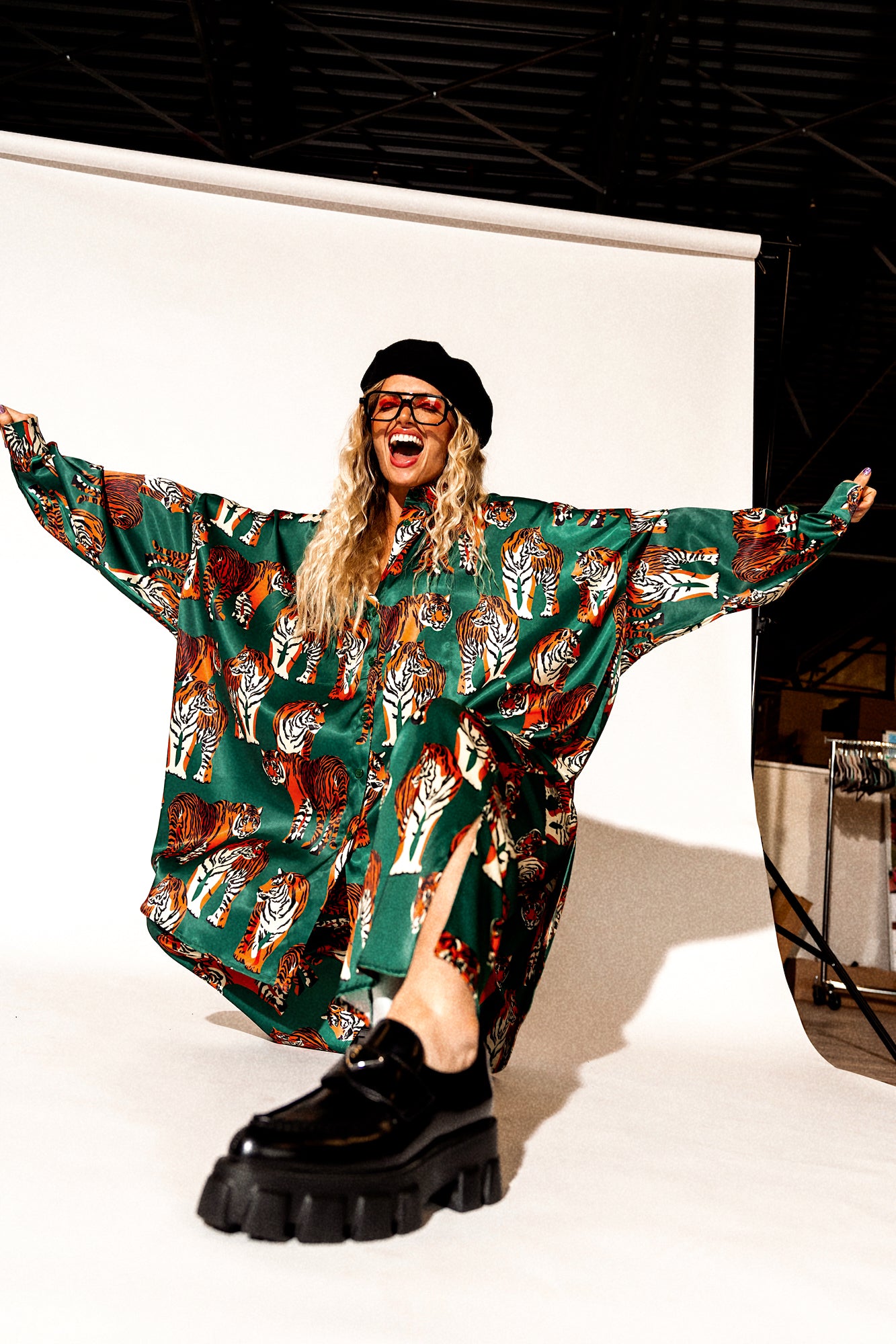 Posh Satin Playsuit in Tiger Tales Dressed in Lala