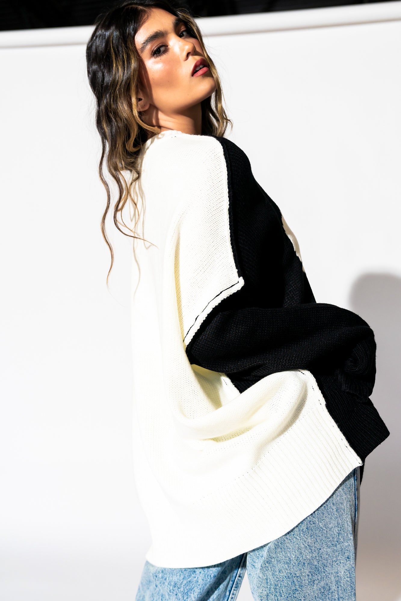 Yin Yang Gang Oversized Knit in Black + White