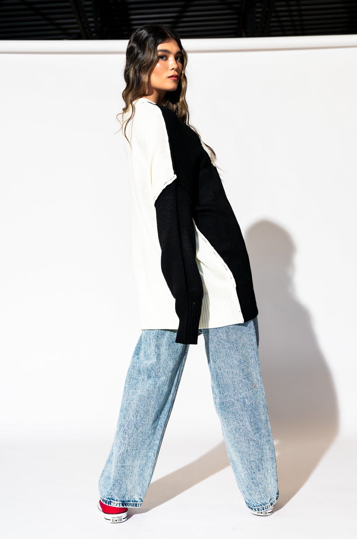 Yin Yang Gang Oversized Knit in Black + White