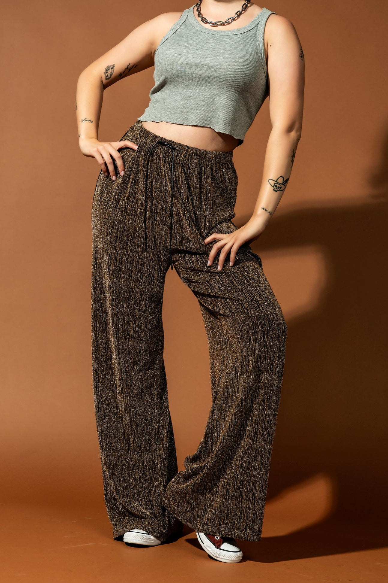 Struck Gold Metallic Pull-On Pants
