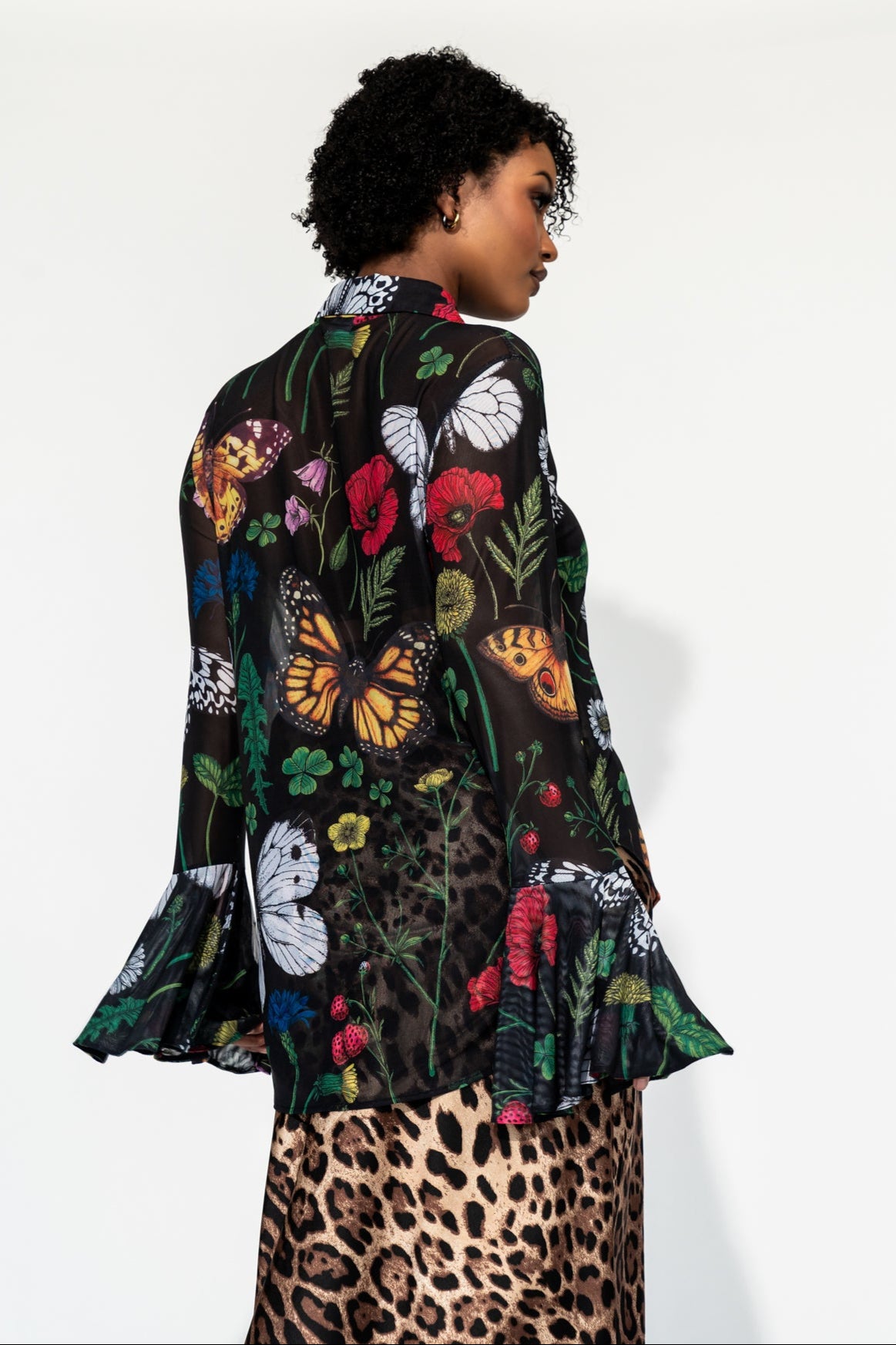 Paris For The Weekend Mesh Button Up in Folklore Florals