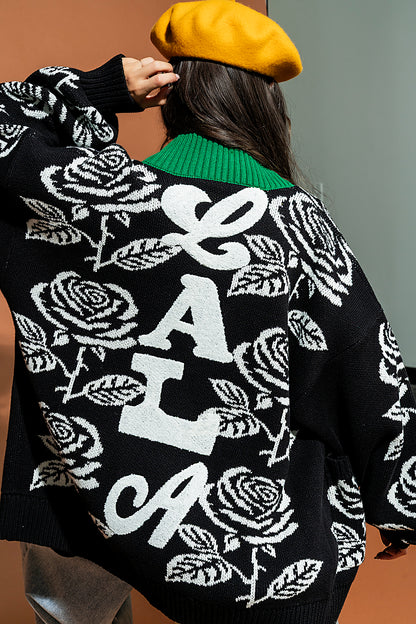 Loves Me, Loves Me Not Rose Varsity Cardigan
