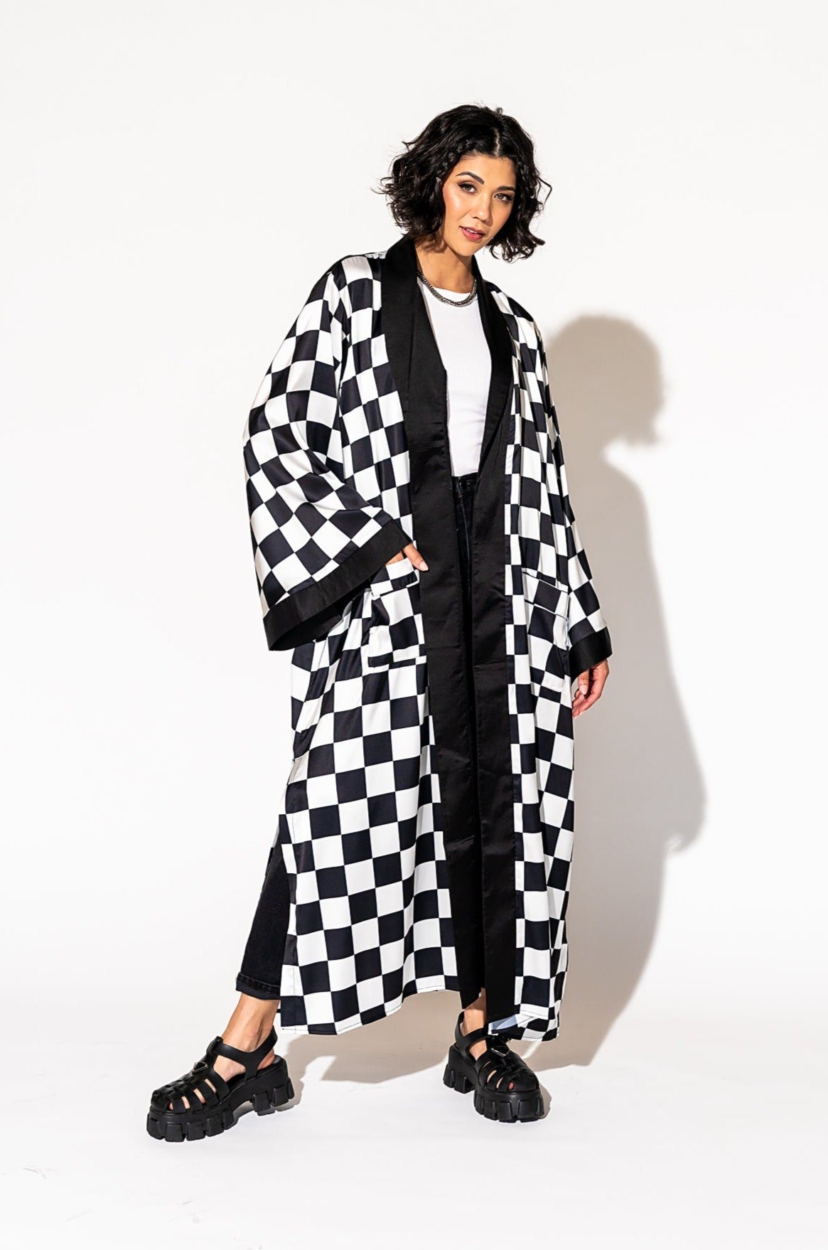 Good Karma Kimono in Checkerboard Dressed in Lala