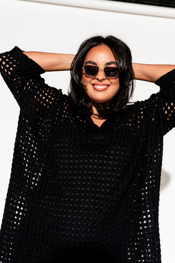 Be Bold Oversized Knit Dress + Slip in Black