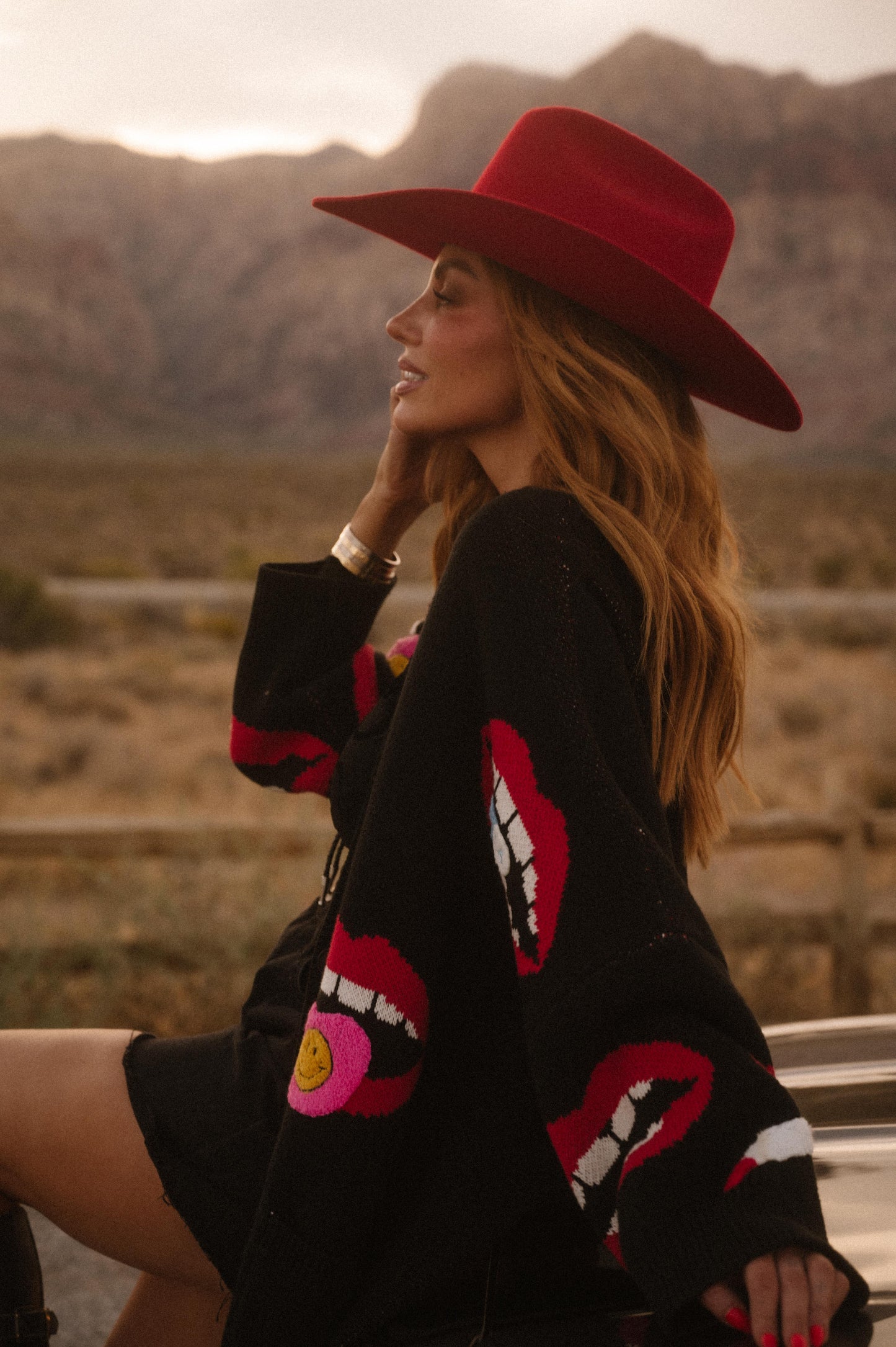 Groupie Oversized Cotton Blend Mouth Cardigan