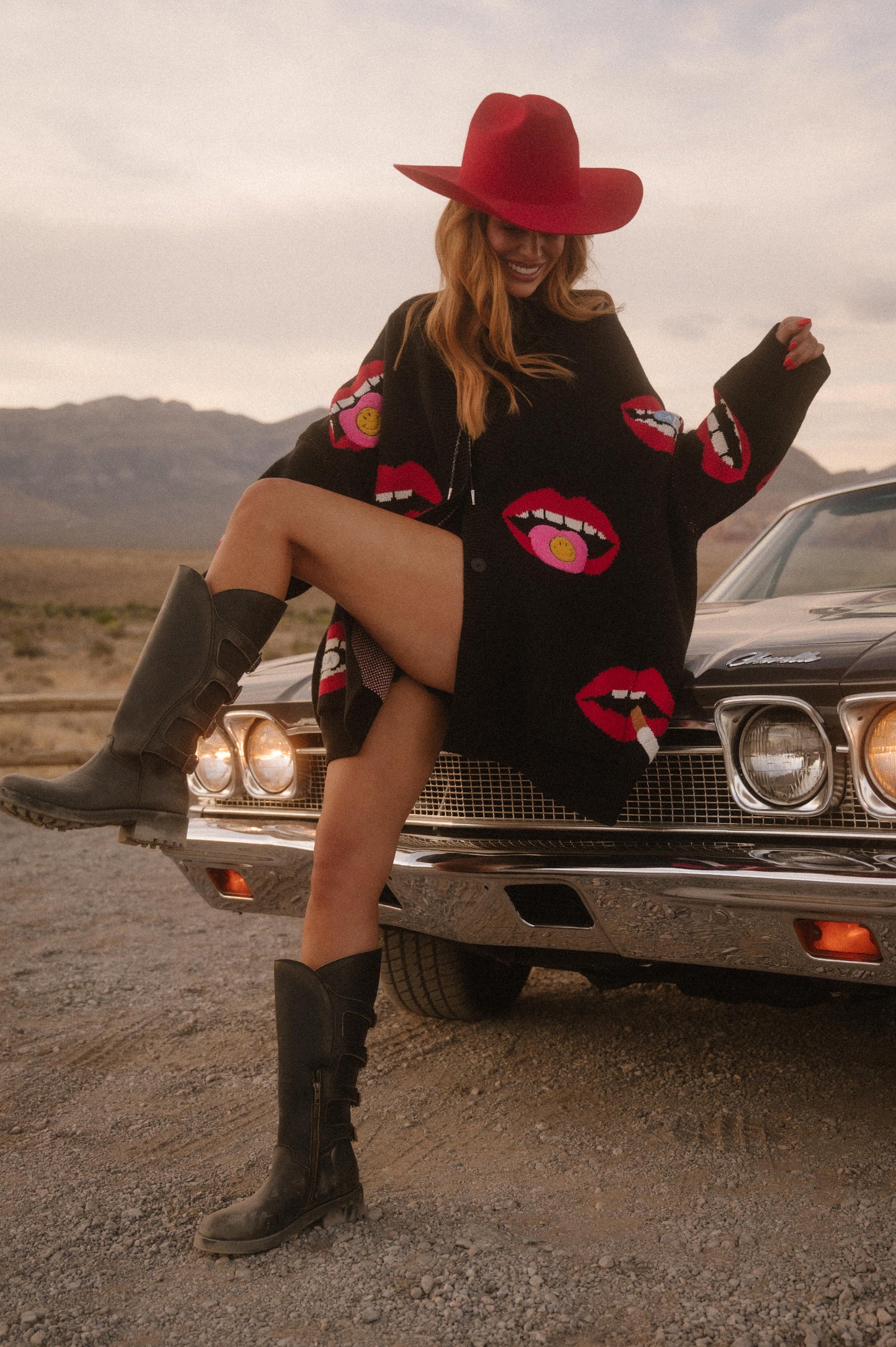 Groupie Oversized Cotton Blend Mouth Cardigan