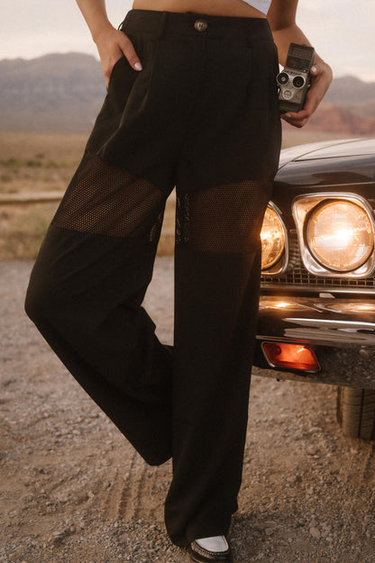 Black Widow Mesh Wide Leg Trousers