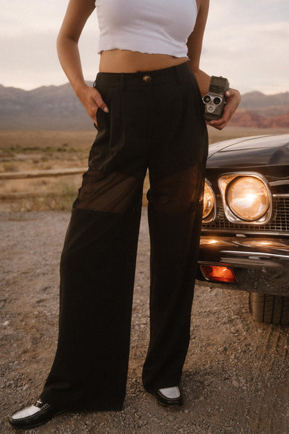 Black Widow Mesh Wide Leg Trousers
