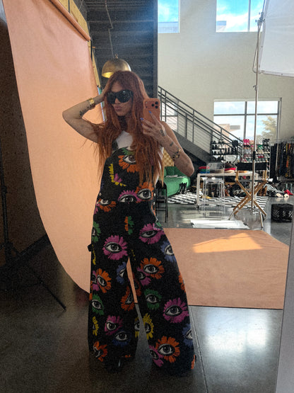 Whimsy Wonderland Wide Leg Workwear Overalls
