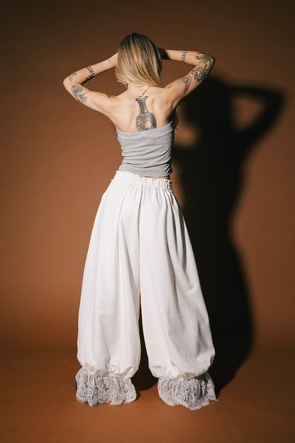 All For Fun Seersucker Bloomer Pants in White