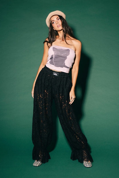 Dancing in the Moonlight Lace Bloomer Pants in Black