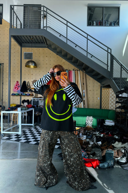 The World Needs Your Magic Layered Tee in Neon + Stripes