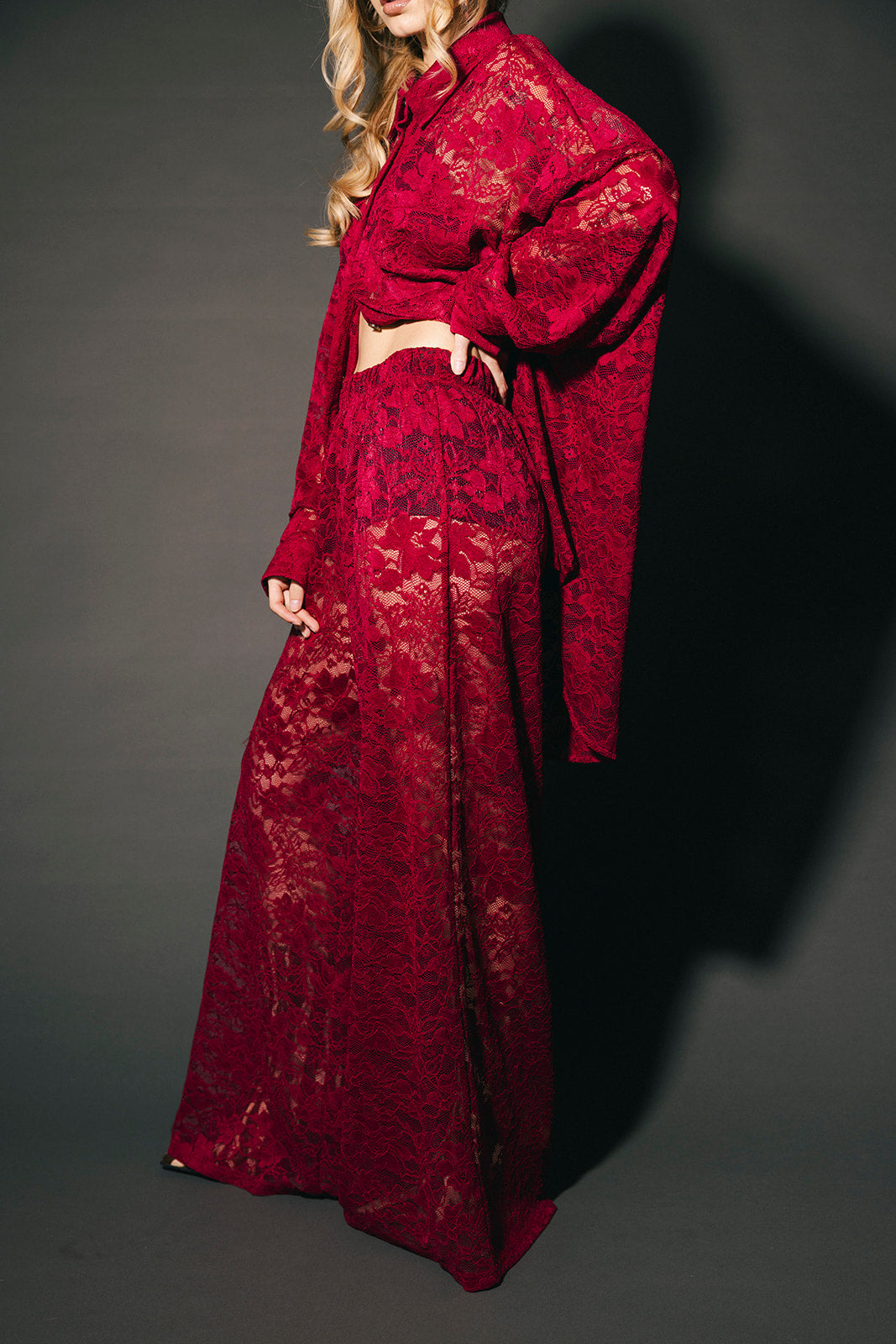 Love Hangover Wide Leg Lace Pants in Merlot