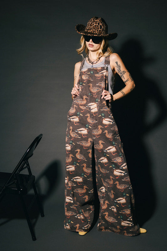 Just Ducking Around Wide Leg Workwear Overalls