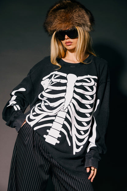 Dead Serious Oversized Thermal in Vintage Black