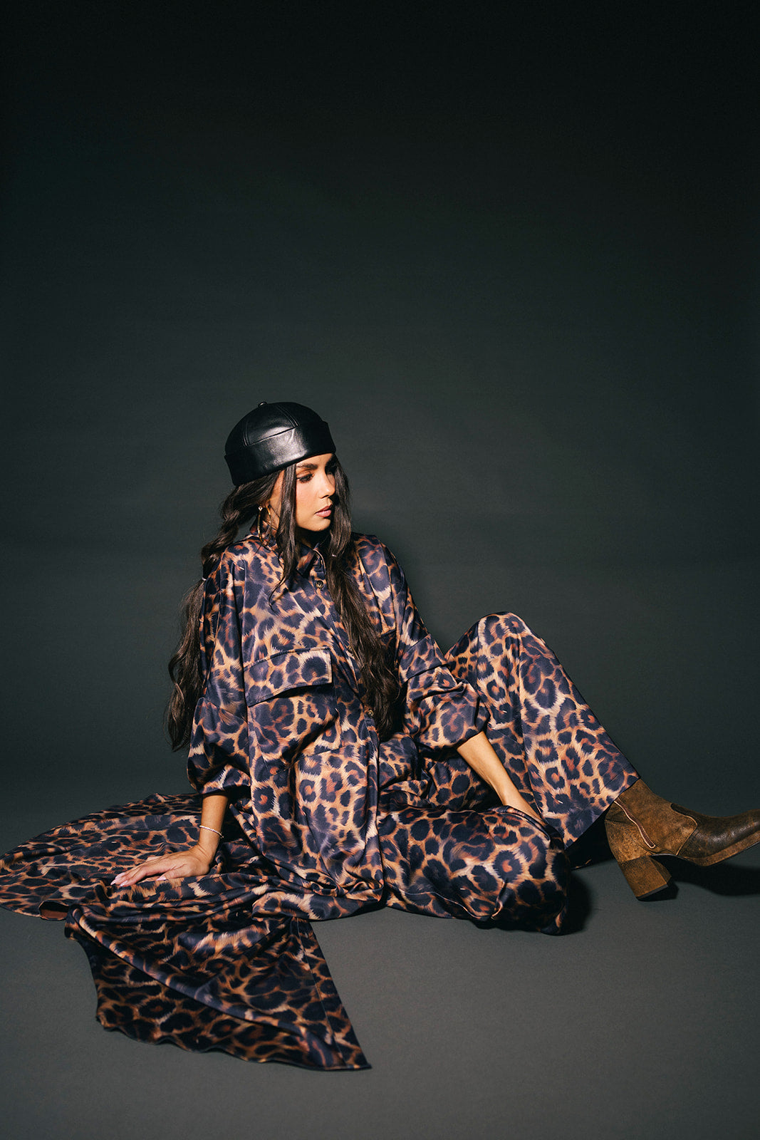 Bad Cat Leopard Satin Duster Dress
