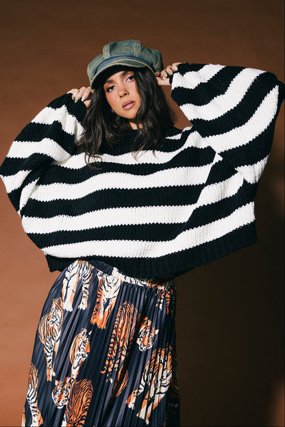 LOML Chunky Boxy Knit in Black + White