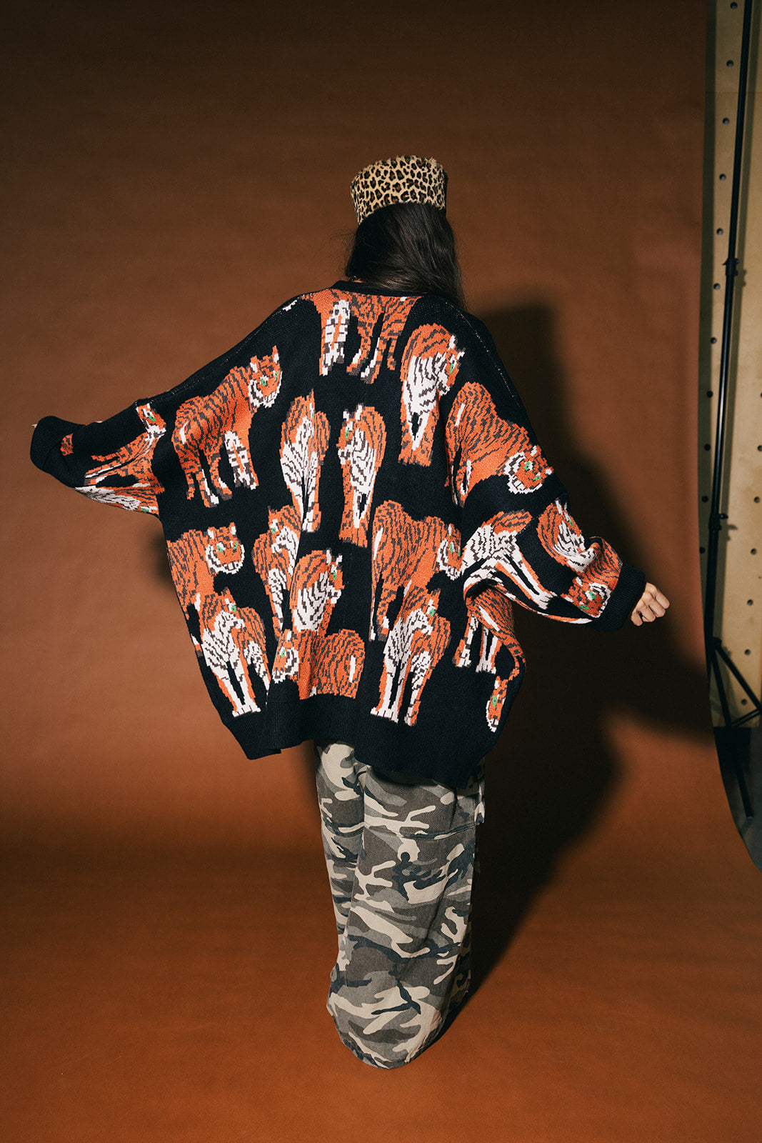Tiger Tales Oversized Cardigan in Black