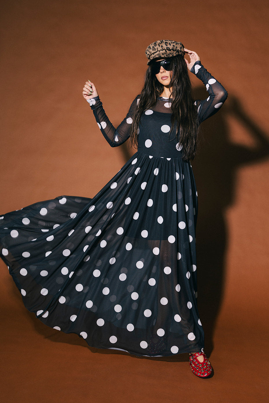 More You Mesh Maxi Dress in Polka Dot