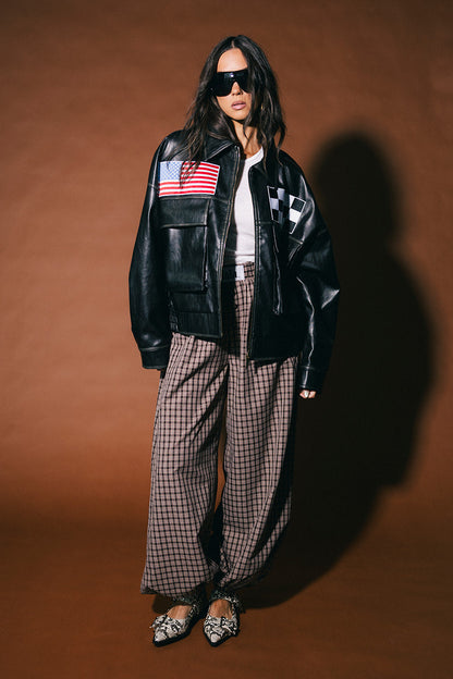 Lalaland Art Department Vegan Leather Bomber Jacket