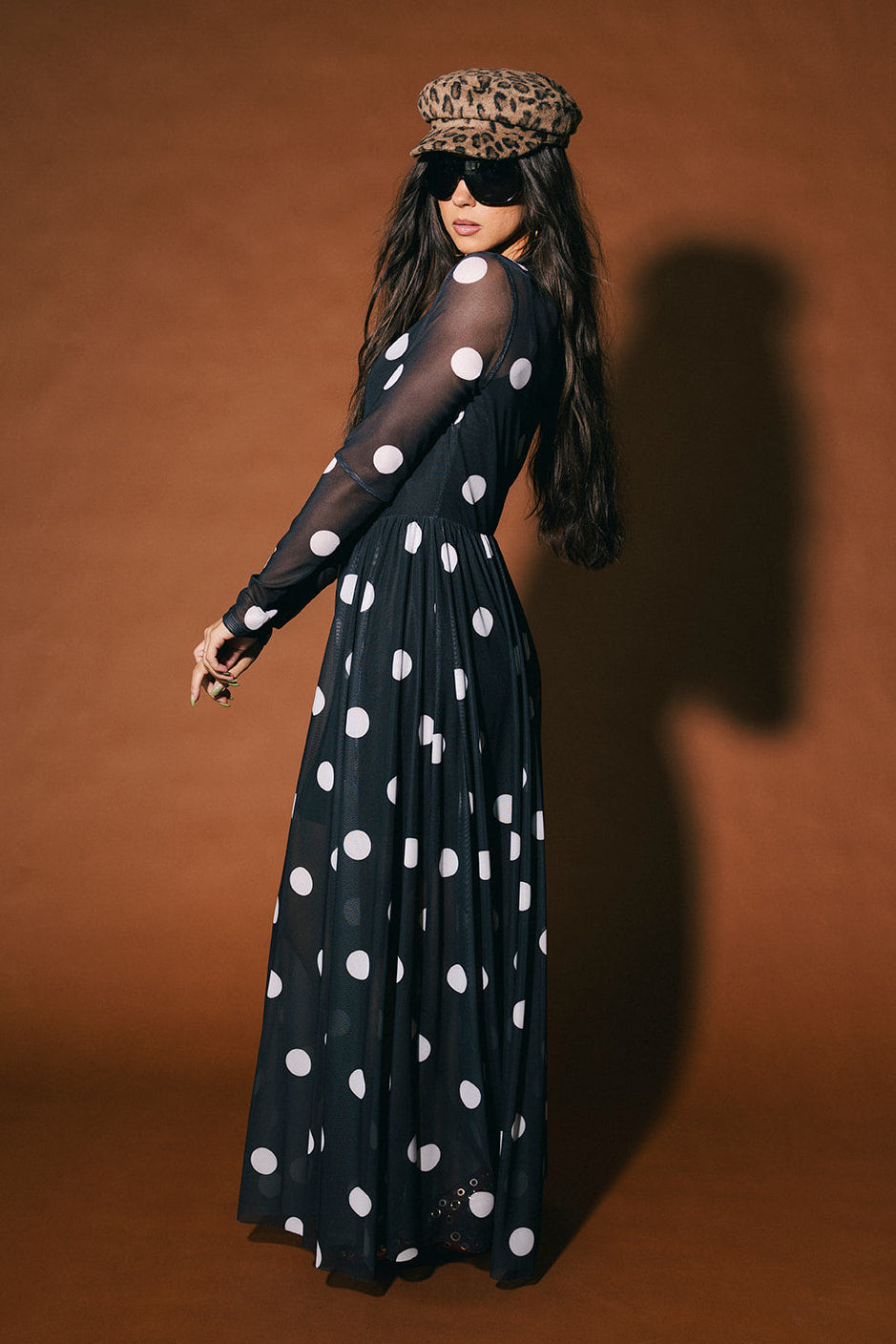 More You Mesh Maxi Dress in Polka Dot