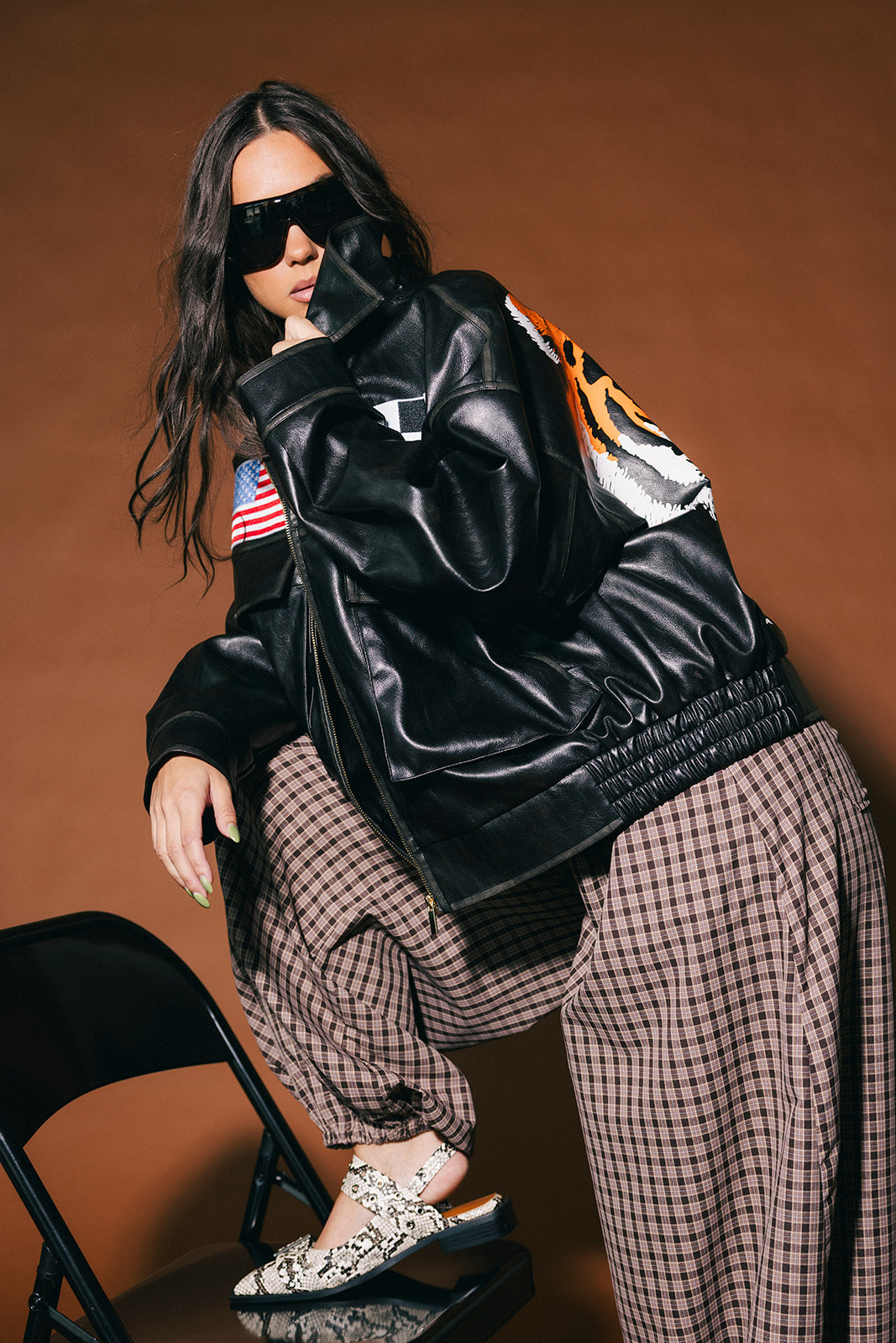 Lalaland Art Department Vegan Leather Bomber Jacket