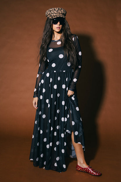 More You Mesh Maxi Dress in Polka Dot