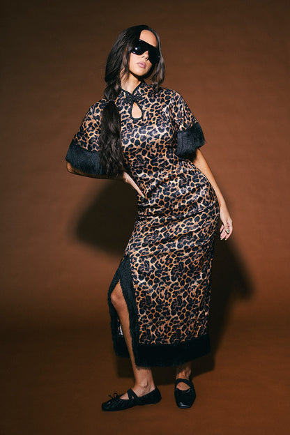 The Universe is Inside of You Fringe Dress in Leopard