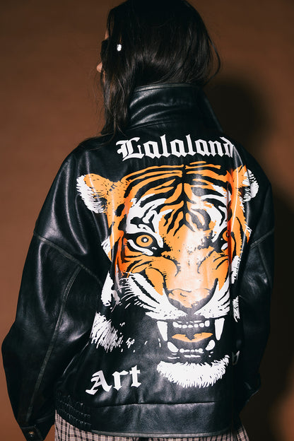 Lalaland Art Department Vegan Leather Bomber Jacket